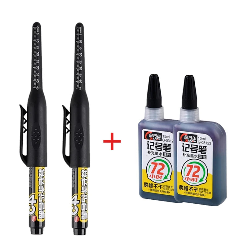 45mm Waterproof Long Head Nib Deep Hole Markers Pen Tile Carpenter Pen Multi-purpose for Woodworking Black/Blue/Red Ink