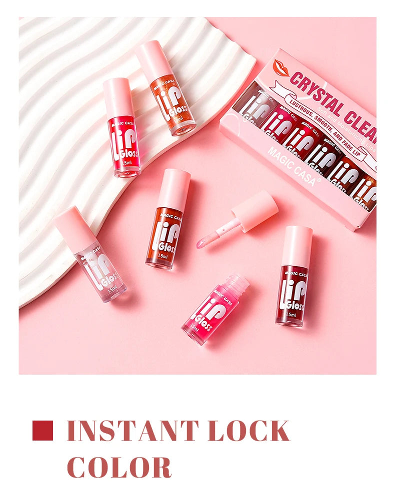 6pcs/set Small bottle Hydrating Jelly Lip Oil long-lasting Moisturizing  smooth shimmering Lip Hydrating Liquid