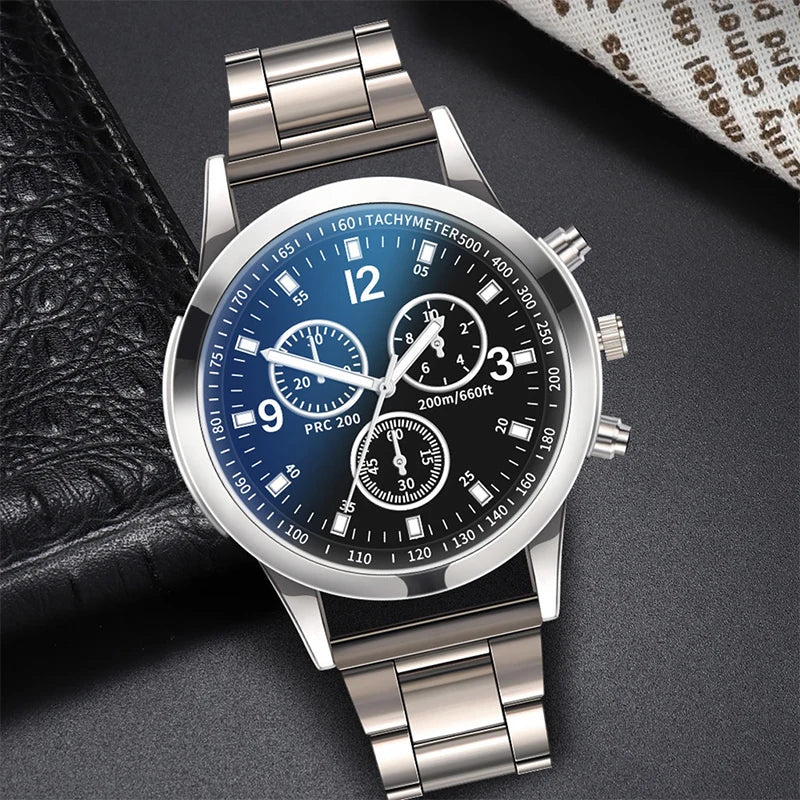 1/2PCS Herren Business-Uhren Mode Herren Stahlband Quarz-Uhr mit Armband (Box nicht enthalten)