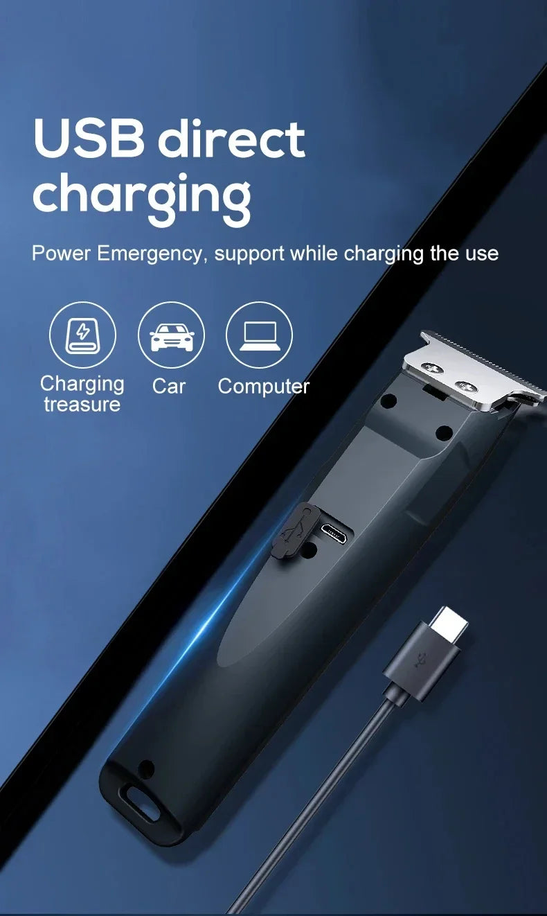 Electric Hair Trimmer Adjustable Cutter Head Design Men Professional Barber Cutting Shaving Machine USB Charging For Home Salon