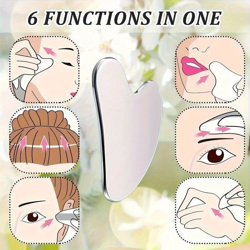 Stainless Steel Gua Sha Board Summer Cooling Light Beige Tightening Tool and Dark Circles Improvement Professional Beauty Kit