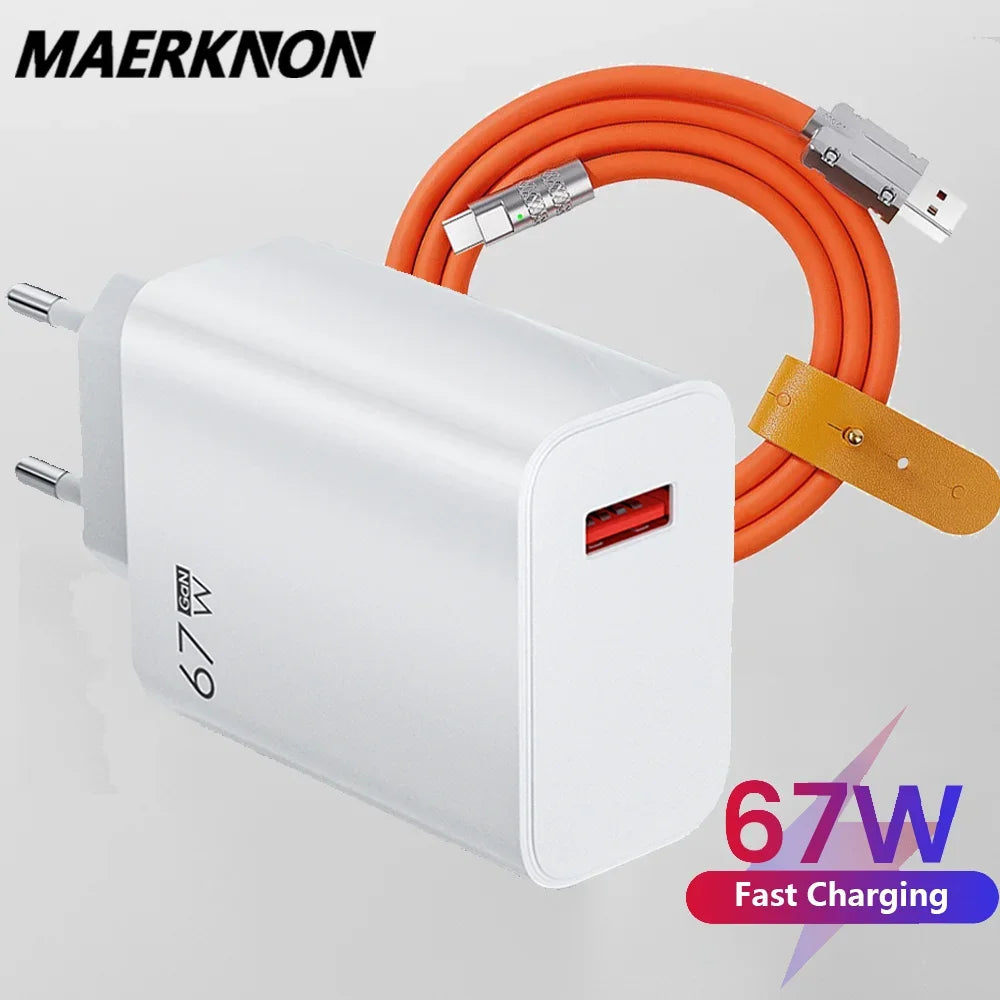 USB GaN Charger Total 67W Fast Charging Wall Phone Adapter 6A USB TypeC Cable Quick Charge 3.0 Plug For iPhone Samsung Xiaomi