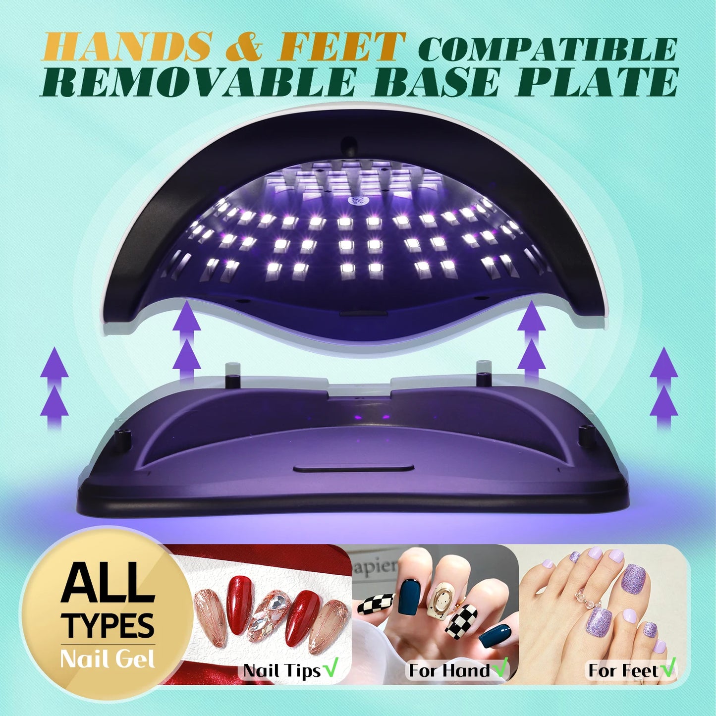 Lampe à ongles UV LED 380W 81 LED, séchoir à ongles pour vernis gel, 4 réglages de minuterie, lampe à ongles UV professionnelle, lumière à ongles à capteur automatique