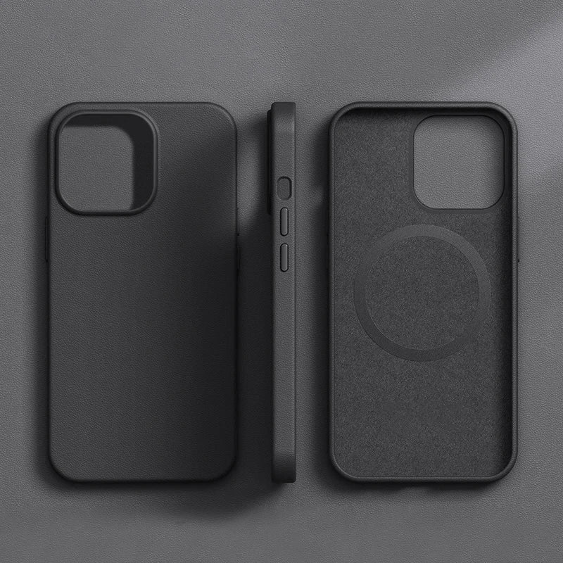 Original Leather Wireless Charging Animation Cases for iPhone 16 15 14 13 Pro Max Magsafe Phone Case Magnetic Cover Accessories - Shoppiline