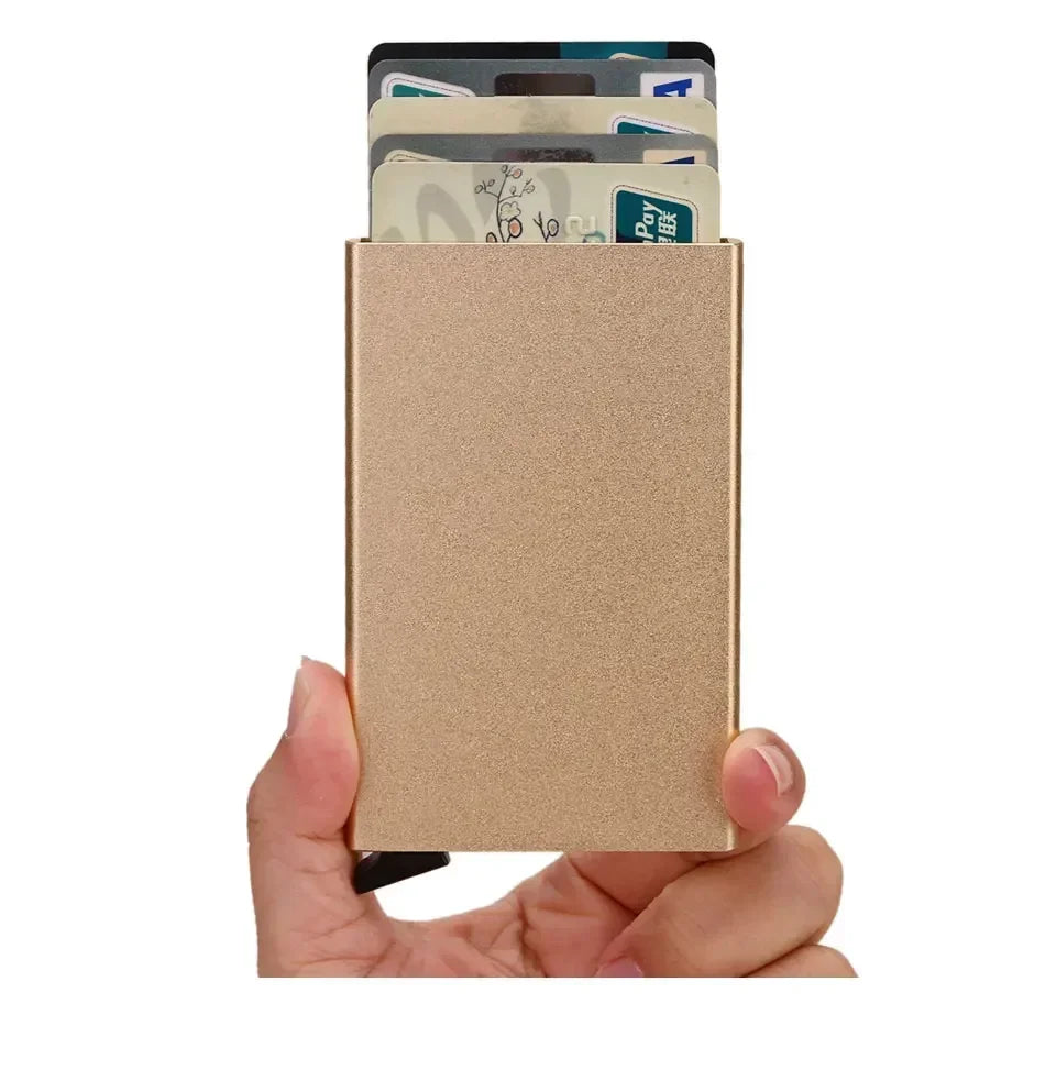 Small and Practical Pop Up Minimalist Smart Wallet Thin Slim RFID Credit Card Holder for Men Women Metal Purse Mini Wallets