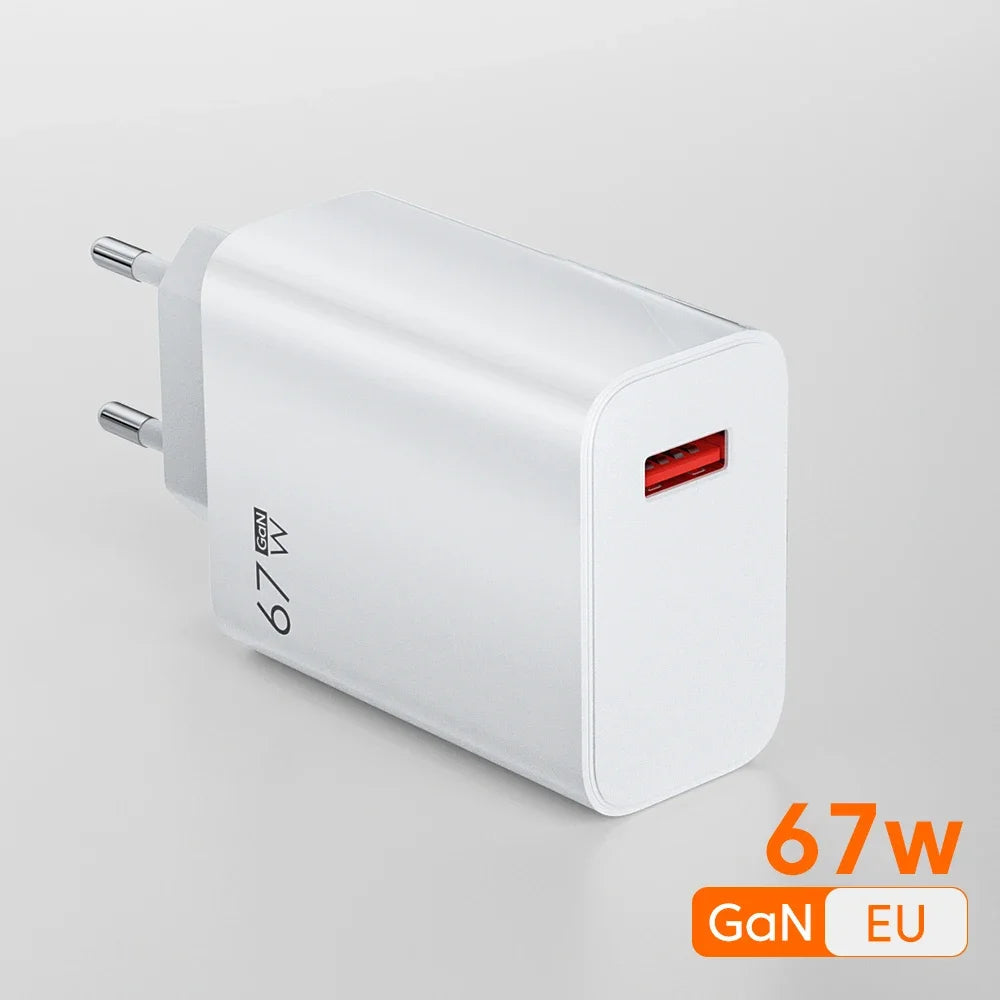 67W USB Fast Charging Wall Charger Power Adapter 6A Type C Cable For Xiaomi Redmi Note11 Mobile Phone Quick Charging Accessories