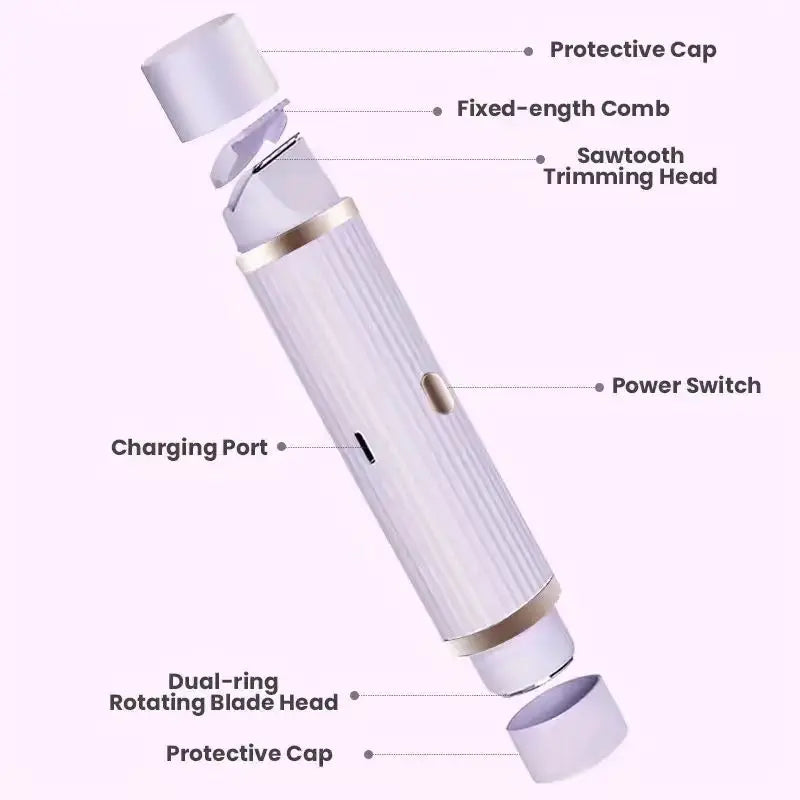 Electric shaver, portable hair removal device, rechargeable electric shaver, painless 2-in-1 dual head shaver