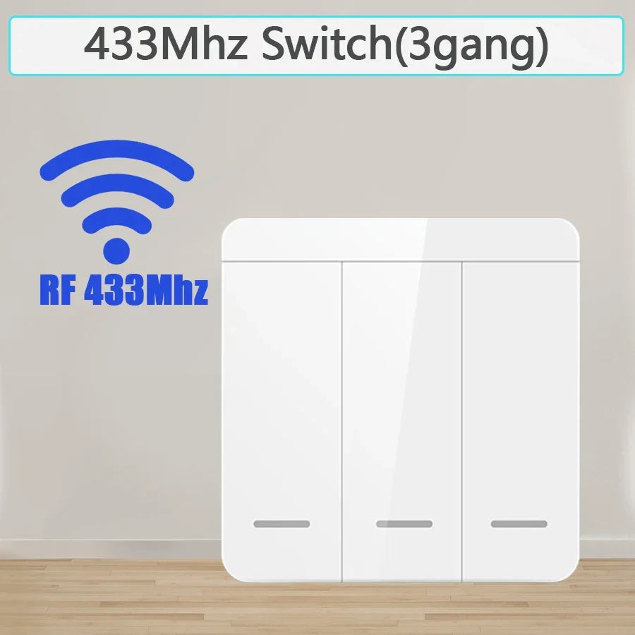 433MHz 1/2/3Gang 86 Wall Panel Switch with Remote Control Wireless Smart Switch Light Interruptor 10A 110V 220V For LED Lamp