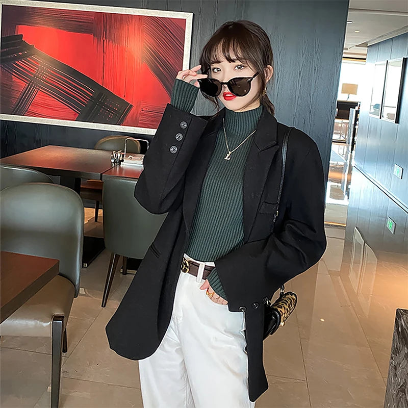 Nouveau pull élégant basique en maille unie pour femme, col roulé, manches longues, décontracté, coupe ajustée, mode simple et chic