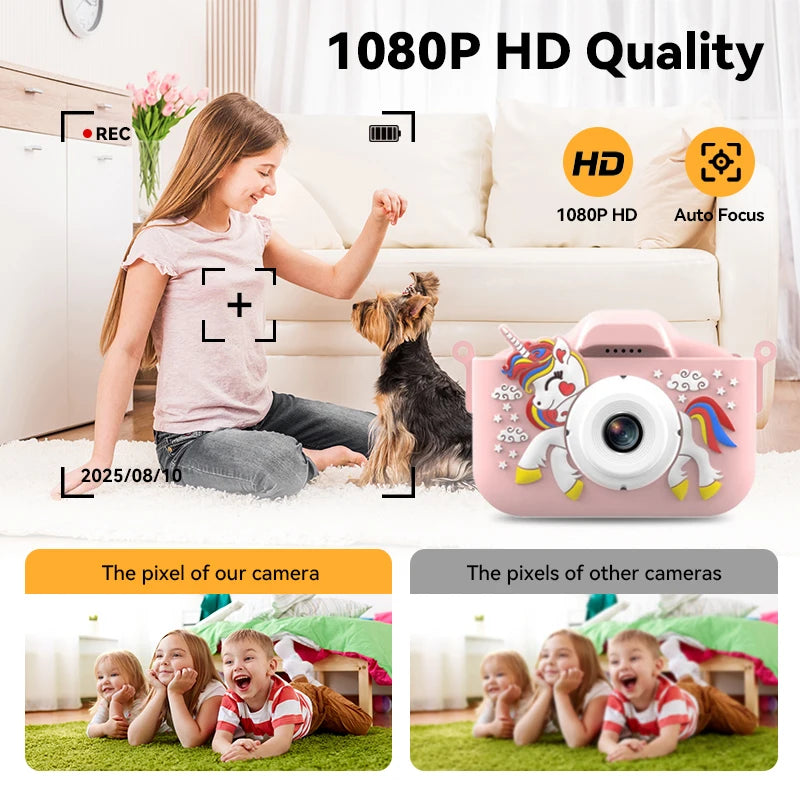 Christmas Children Camera HD 1080P Toddler Digital Video Camera 2.0inch Kids Camera with Silicone Cases Toys for Christmas Gifts - Shoppiline
