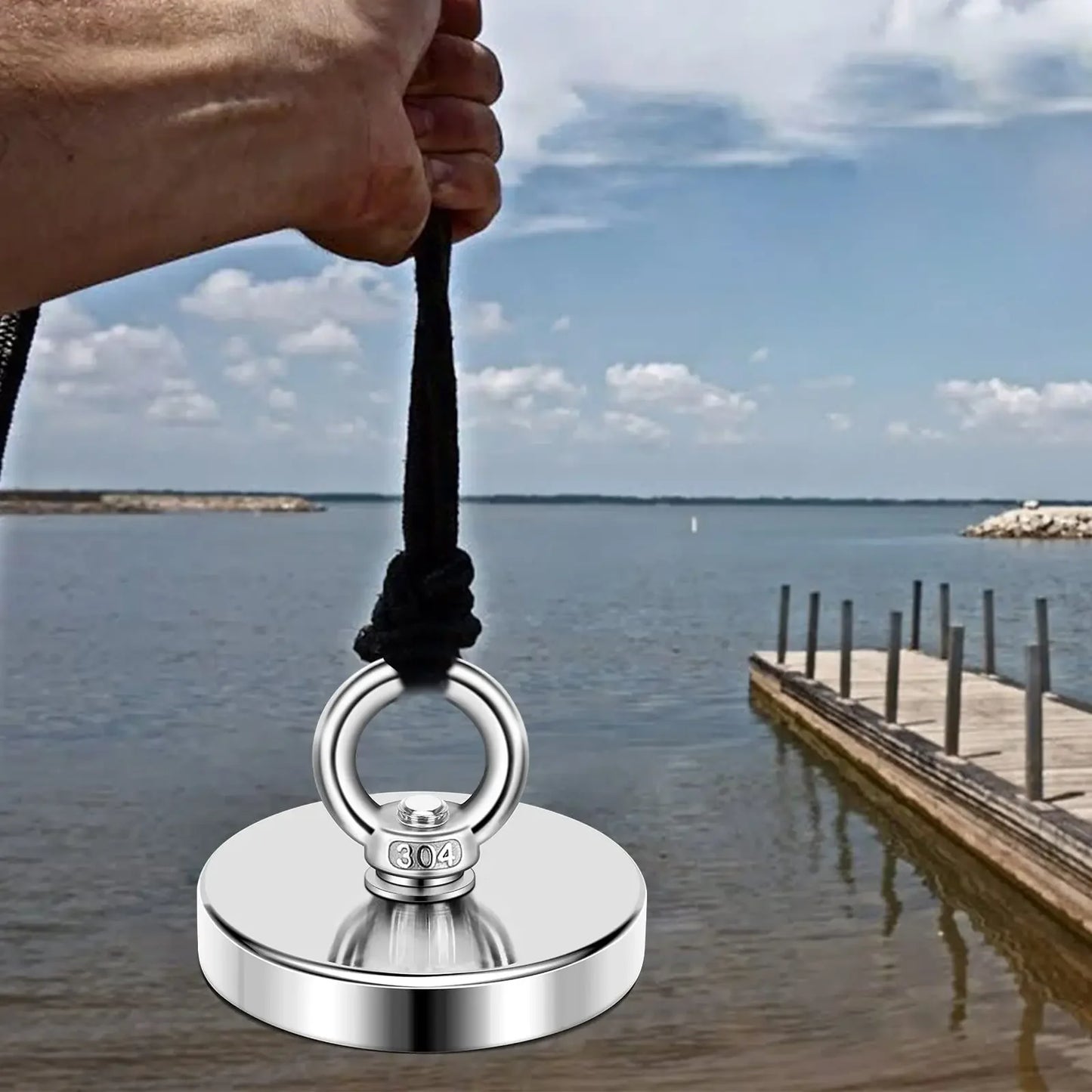 Super Strong Suction Salvage Helper, Made of N52 Heavy Rare Earth Material, with Countersunk Hole and Eyebolt Suction metal