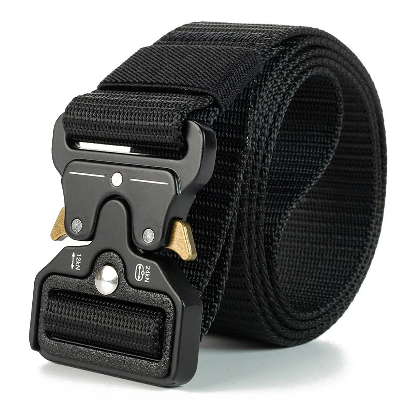 Ceinture tactique authentique à dégagement rapide, ceinture militaire d'extérieur en nylon souple véritable, accessoires de sport pour hommes et femmes, ceinture noire