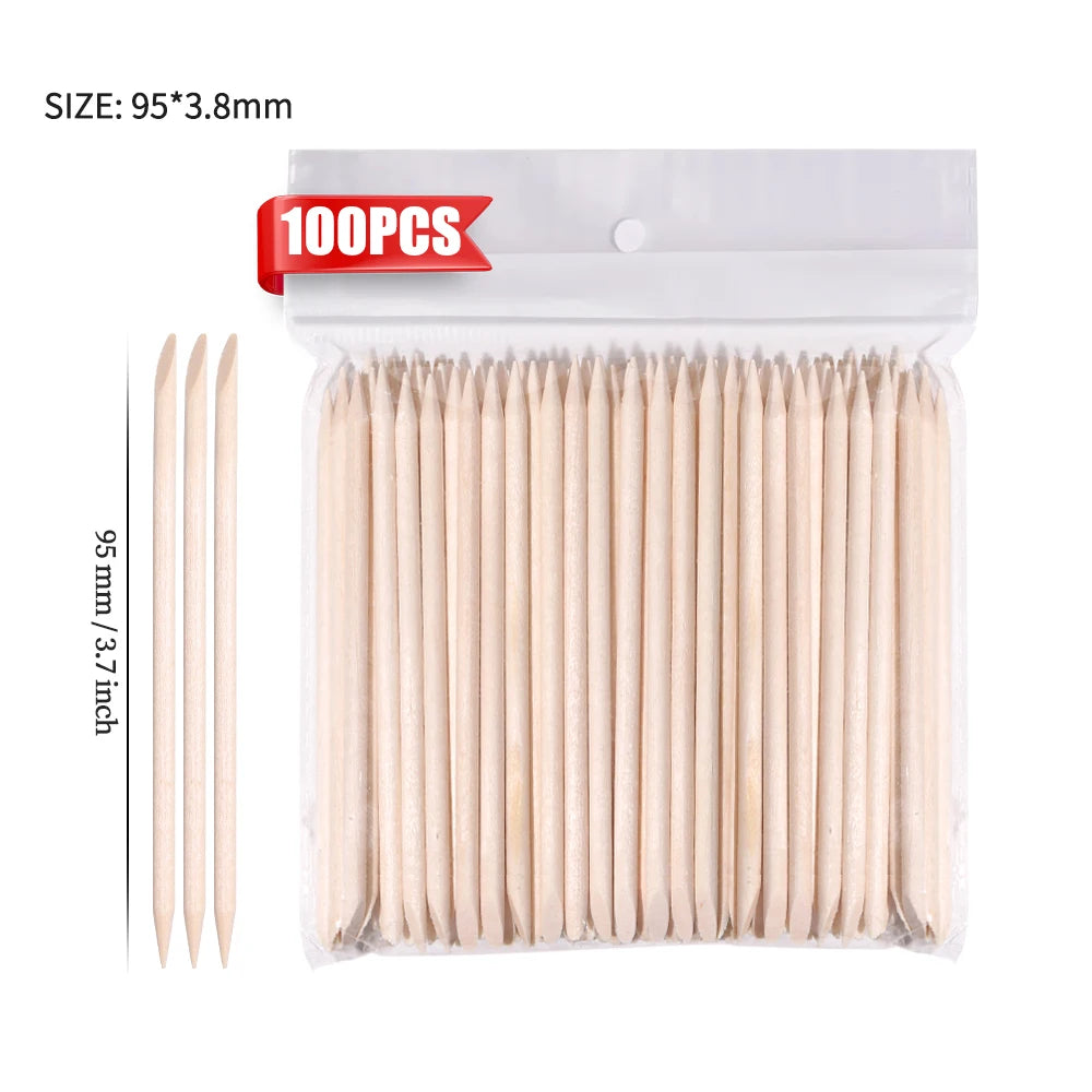 50/1000Pcs Double Ended Wooden Cuticle Pusher Multi  Nail Art Tools Beechwood Stick Manicure Pedicure Tool Suitable for Home Use