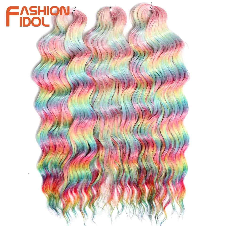 Anna Hair Extensions synthétiques de tresses Loose Deep Wave 24 pouces, cheveux tressés ondulés, cheveux bouclés torsadés au crochet Ombré Blond