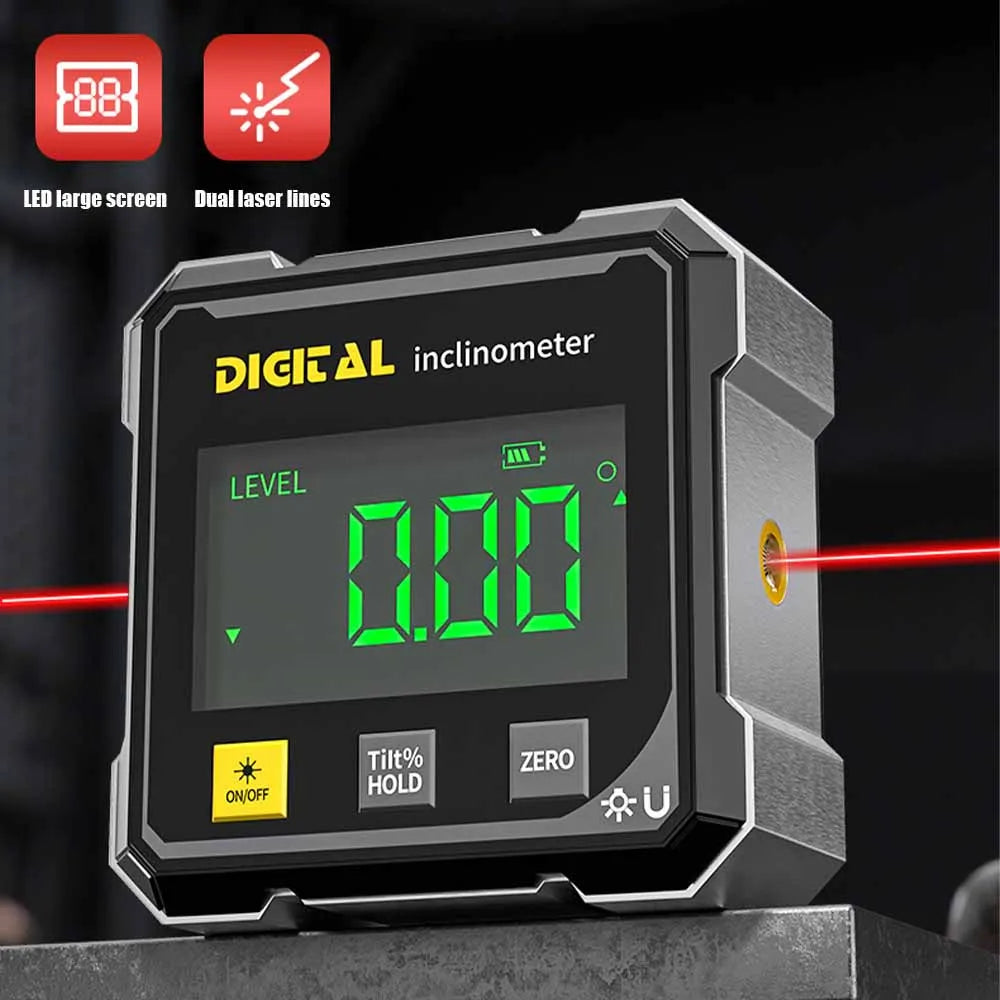 Household Double Sided Laser Inclinometer Multifunctional Four Sided Magnetic Absorption Angle Level Small Slope Measuring Tools - Shoppiline