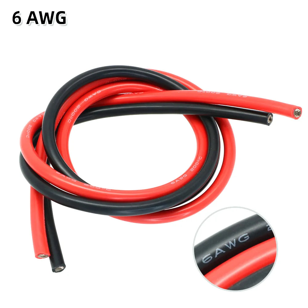 2 meter Silicon Wire 8 10 12 14 16 18 20 22AWG Heatproof Soft Silicone Silica Gel Wire Cable (1meter Red+1meter Black) )