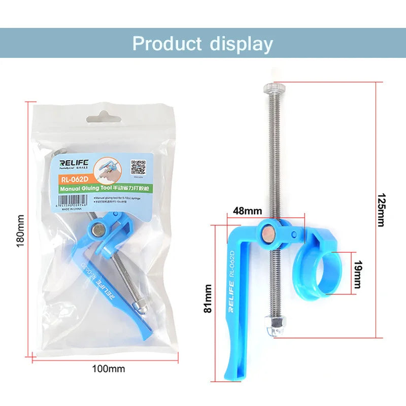 RELIFE RL-062D Manual labor-saving glue gun Suitable for 5-10CC syringe soldering oil/UV solder mask oil/structural adhesive