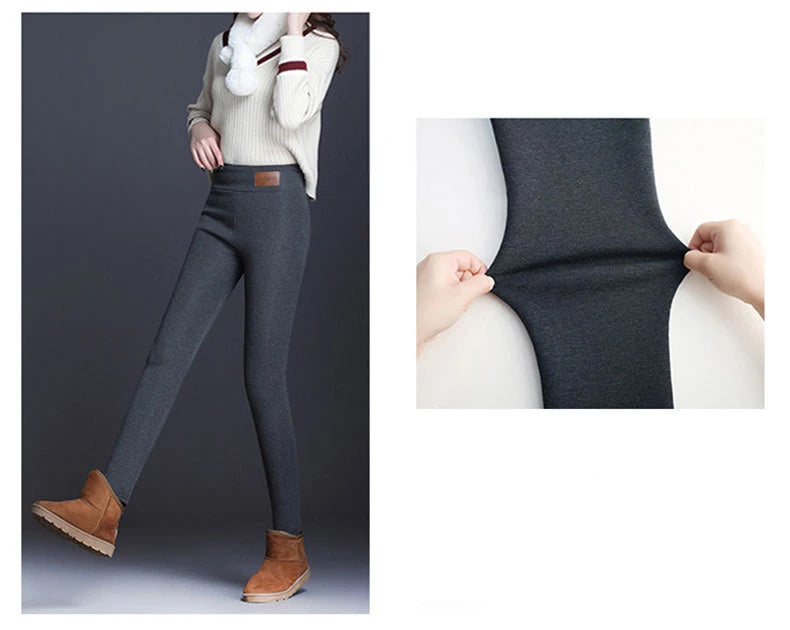 Damen-Lammfleece-Leggings, nahtlos, hohe Taille, dicke Thermoleggings, modische, warme Winter-Damenstrumpfhose, isolierte Hose