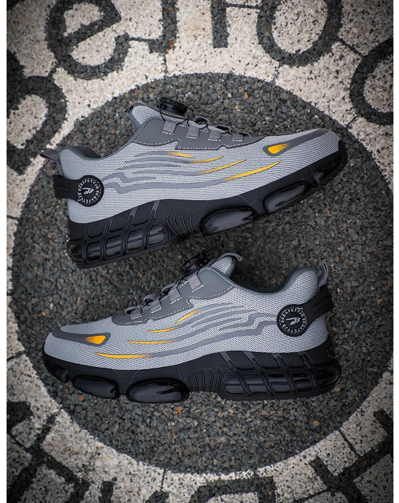 Rotary Buckle Work Safety Shoes For Men and Women Air Soft Sole Lightweight Protective Work Sneakers Men Breathable Boots - Shoppiline