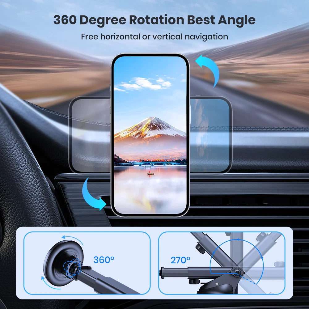 TOPK Universal Car Phone Holder Magnetic for Magsafe 360° Rotation Car Mount for Air Vent & Dashboard Windshield for All Phones - Shoppiline