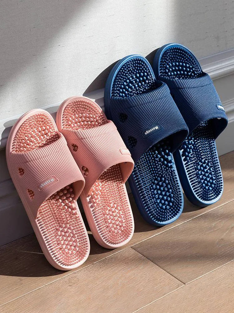 Summer Slippers for Men PVC Massage Non Slip Solid Color Comfortable Durable Bathroom Shoes Cool Pool