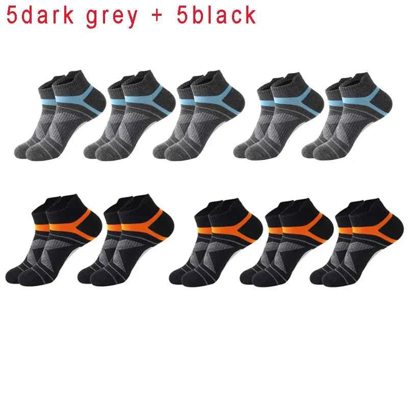5 Pairs High Quality Socks Men Summer Outdoor Casual Cotton Socks Short Breathable Black Ankle Socks Run Sports Socks Size 38-45