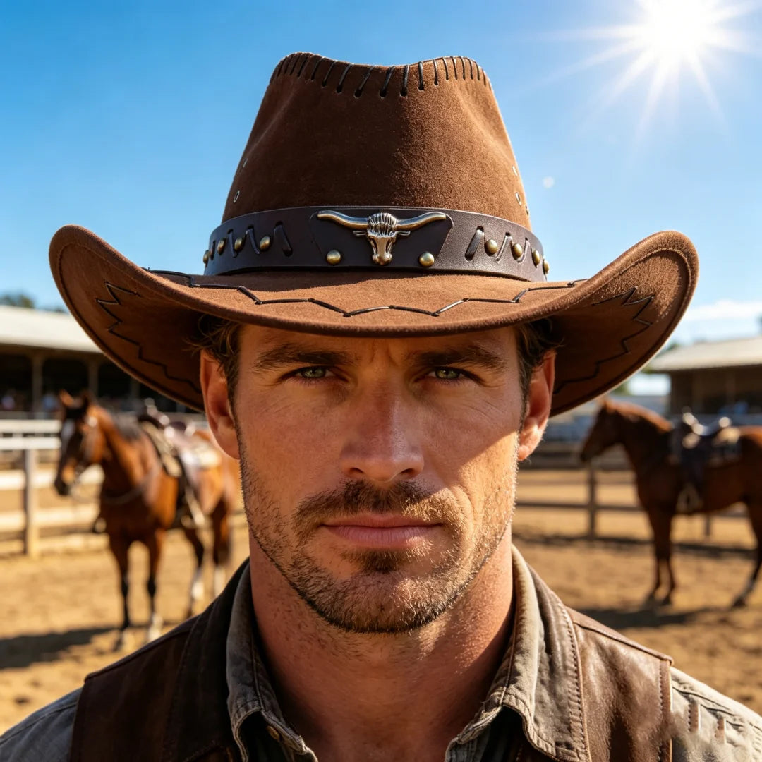 Artificial Suede Western Cowboy Hats Vintage Big-edge Gentleman Cowgirl Jazz Hat Holidays Party Cosplay Ha