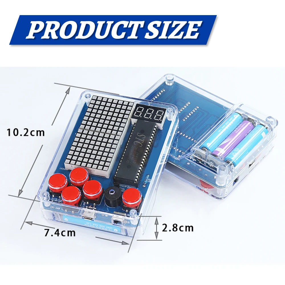 DIY Kit Electronic Pixel Game Console LED Dot Matrix Digital Tube Display DIY Soldering Kit STC15F2K60S2 MCU Double-Sided PCB - Shoppiline