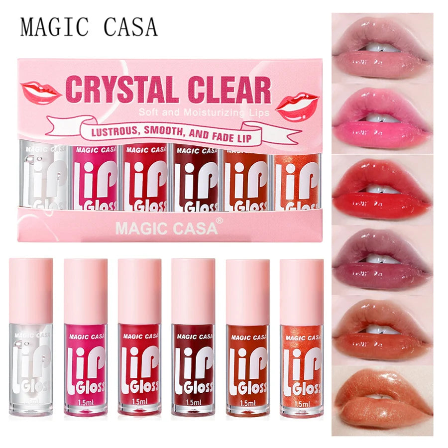 6pcs/set Small bottle Hydrating Jelly Lip Oil long-lasting Moisturizing  smooth shimmering Lip Hydrating Liquid