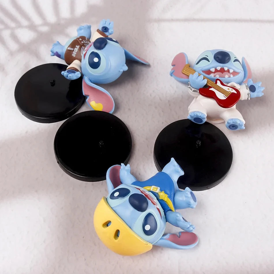 Musikparty-Serie Star Baby Anime Film Stitch Handgefertigtes PVC-Modell Rock Stitch Handgefertigtes Kinderspielzeug Geburtstagsgeschenk