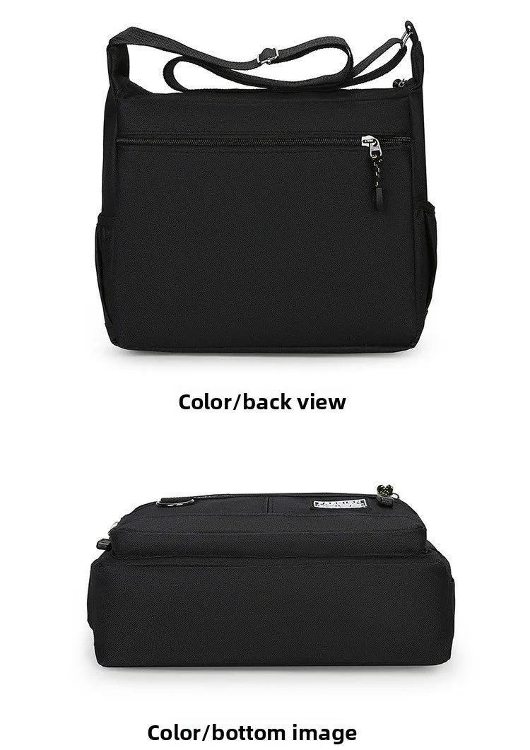 Men's cross-body bag with multi-layered pockets, adjustable shoulder strap, business single-shoulder bag