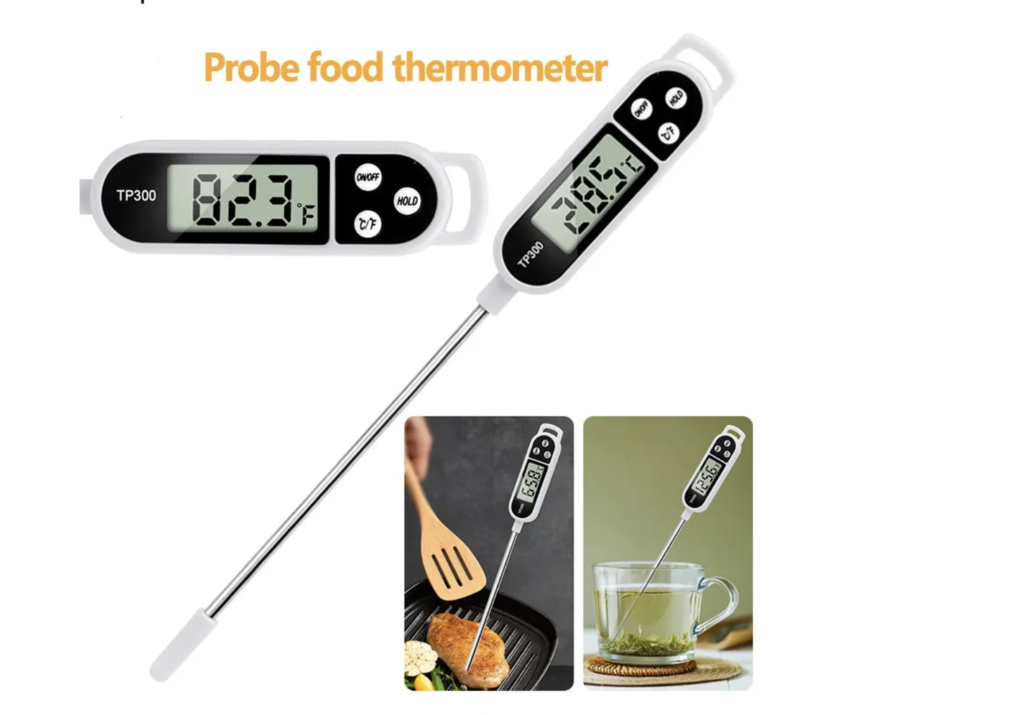 Haushalts-Lebensmittelthermometer mit Edelstahlsonde, Stift-Typ, Milchtemperatur, Kochthermometer