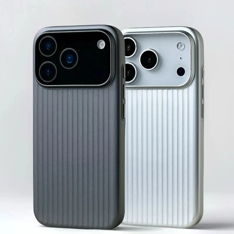 Luxury Stripes Metallic Paint Armor Case For iPhone 17 Air 16 15 14 13 Pro Max Shockproof Camera Protective Slim Matte PC Funda - Shoppiline