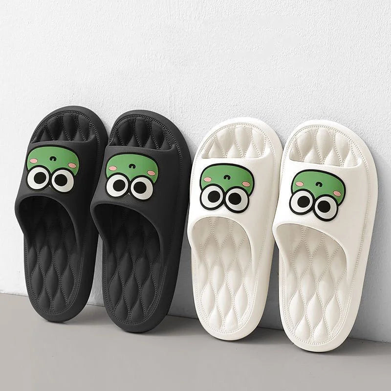 Sommer-Strand-Slides, Badelatschen, rutschfest, Hausschuhe, Anti-Rutsch-Heim-Flip-Flops, Cartoon-Frosch-weiche Sandalen