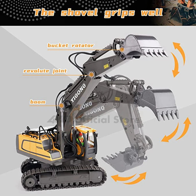 4WD Remote Control Excavator 4x4 Alloy Dump Truck Bulldozer Radio Model RC Car Construction Vehicle Toy Children Kids Gifts - Shoppiline