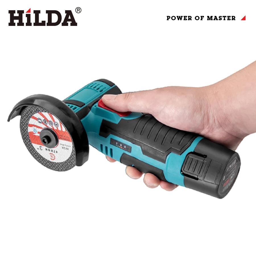 HILDA 12v Mini Angle Grinder Rechargeable Grinding Tool Polishing Grinding Machine For Cutting Diamond Cordless Power Tools - Shoppiline