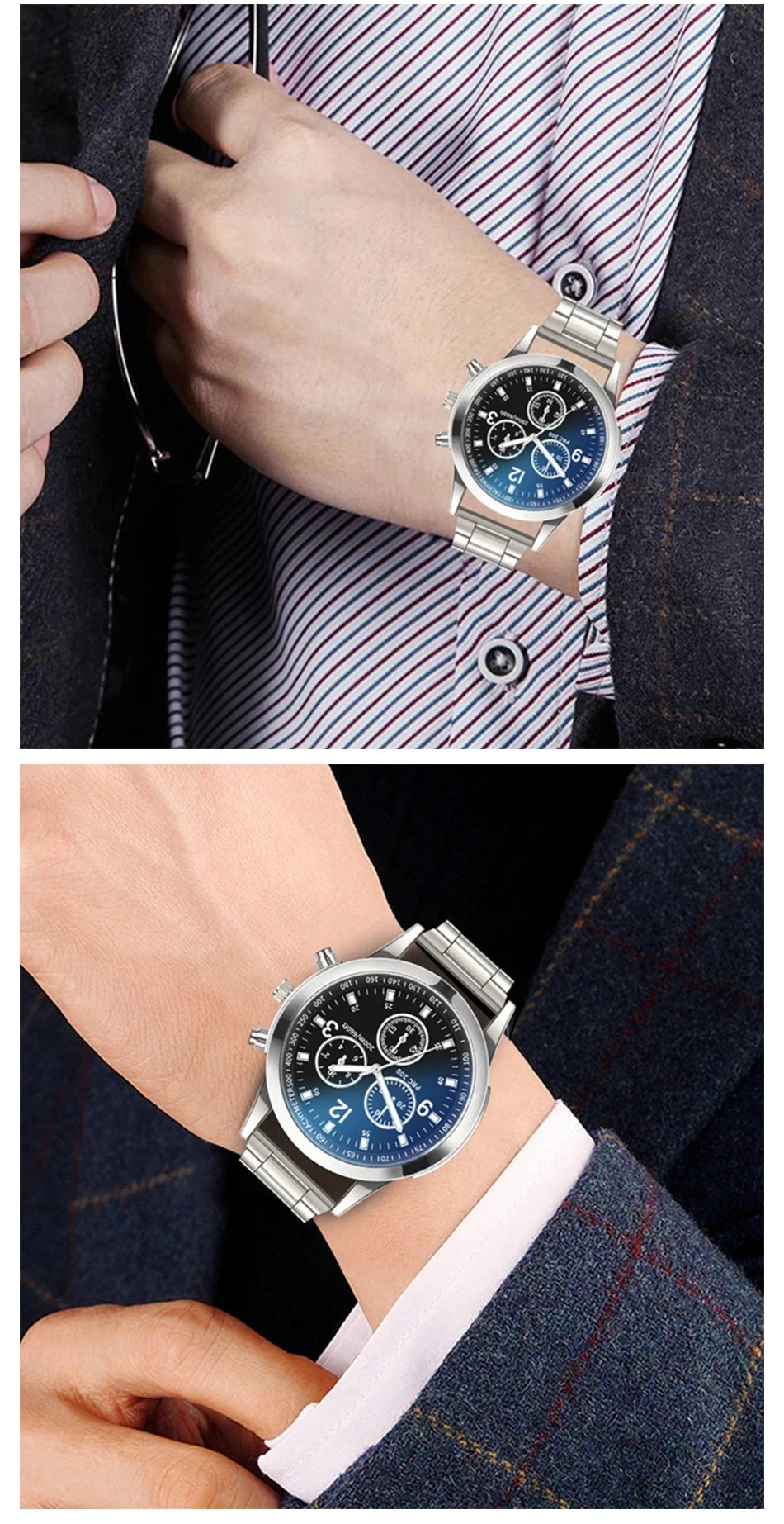 Mode Herren Edelstahluhren Luxus Quarz Armbanduhr Uhr Herren Business Casual Uhr Relogio Masculino