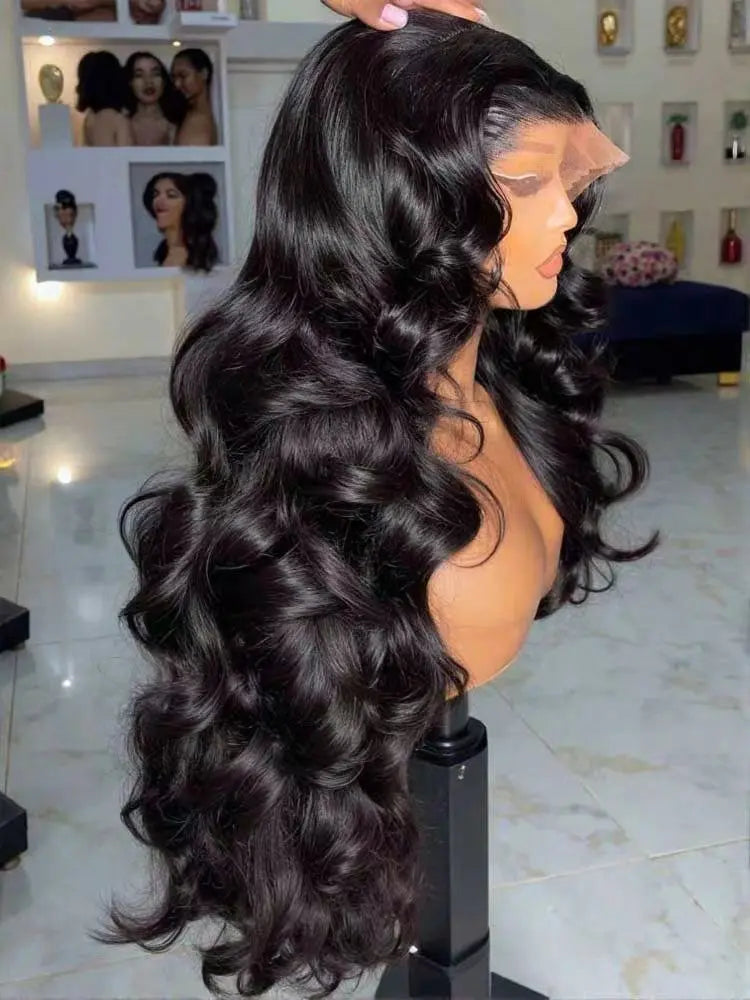 Unbehandelte peruanische Body Wave Echthaarperücken mit 250 % Dichte, 40–42 Zoll, 13x6 HD-Lace-Front, 13x4-Frontal-Perücken, glueless Verschlussperücken für Damen