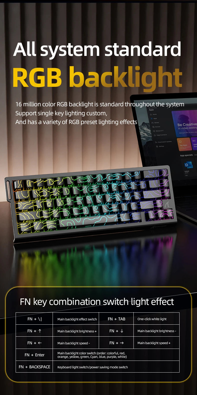 X68HE ATTACK SHARK X68PRO RGB Magnetic Mechanical Keyboard 0.01mm RT Accuracy 128K Rate 0.125ms and 8000Hz for E-sports