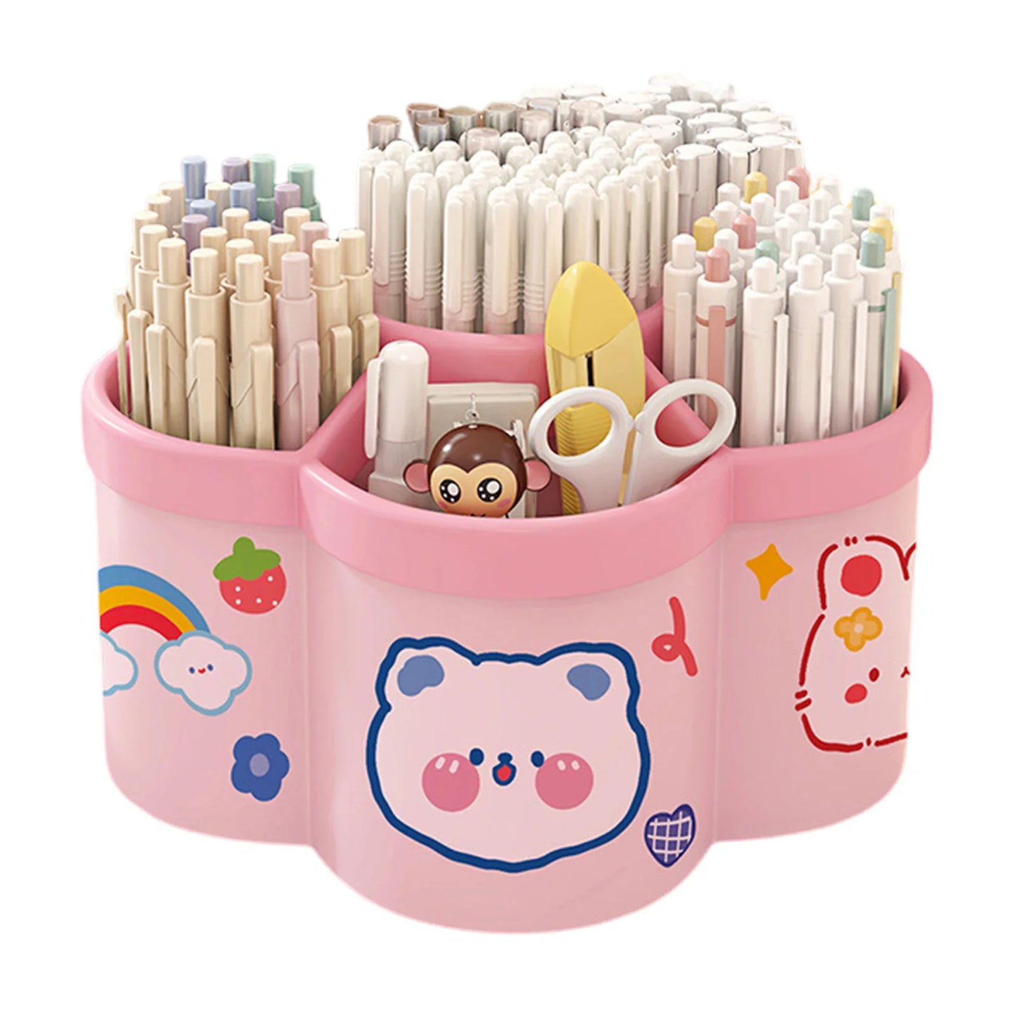 Rotating Pen Holder Desk Organizers Large Capacity Pen Storage Box Cosmetic Brush Organization Box Study Dormitory Accessories - Shoppiline