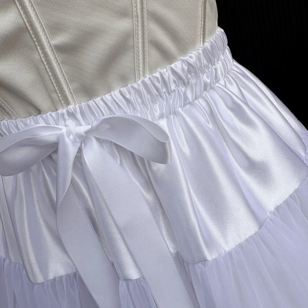 Lowest Pirce Womens 2-Layered Pleated Tulle Petticoat White Black Tutu Puffy Party Cosplay Skirt Lolita Cosplay Bridal Crinoline