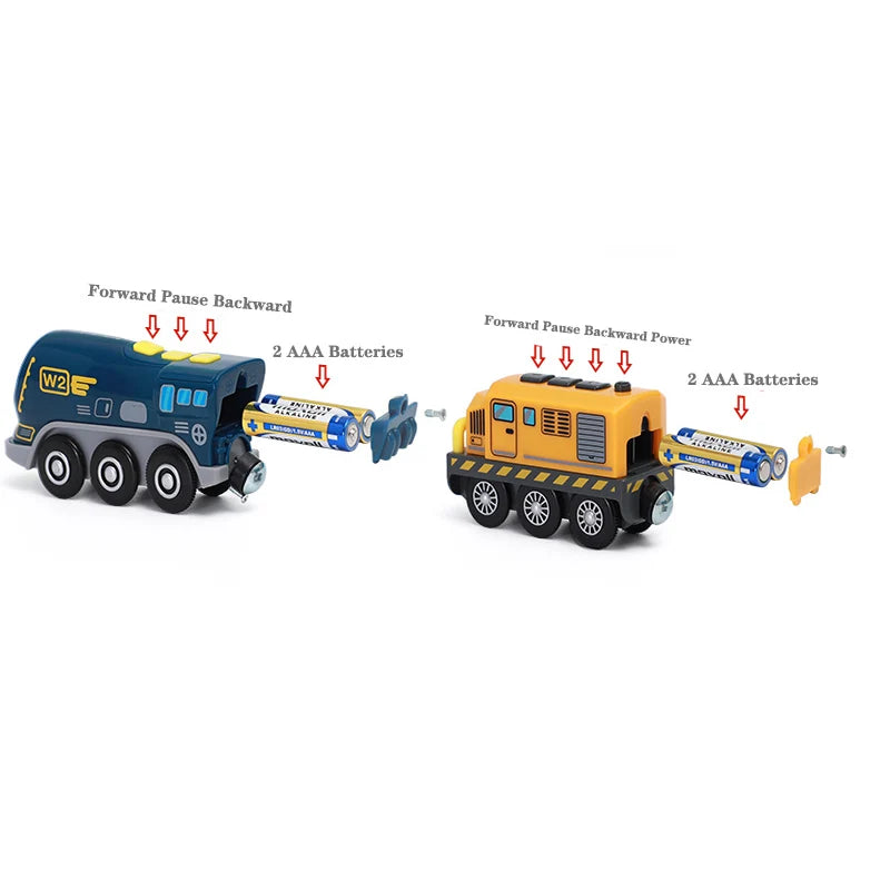 Kid Magnetic Electric Train Car Locomotive Wooden Track Slot Diecast Railway With Two Carriages Wood Toy Gift - Shoppiline