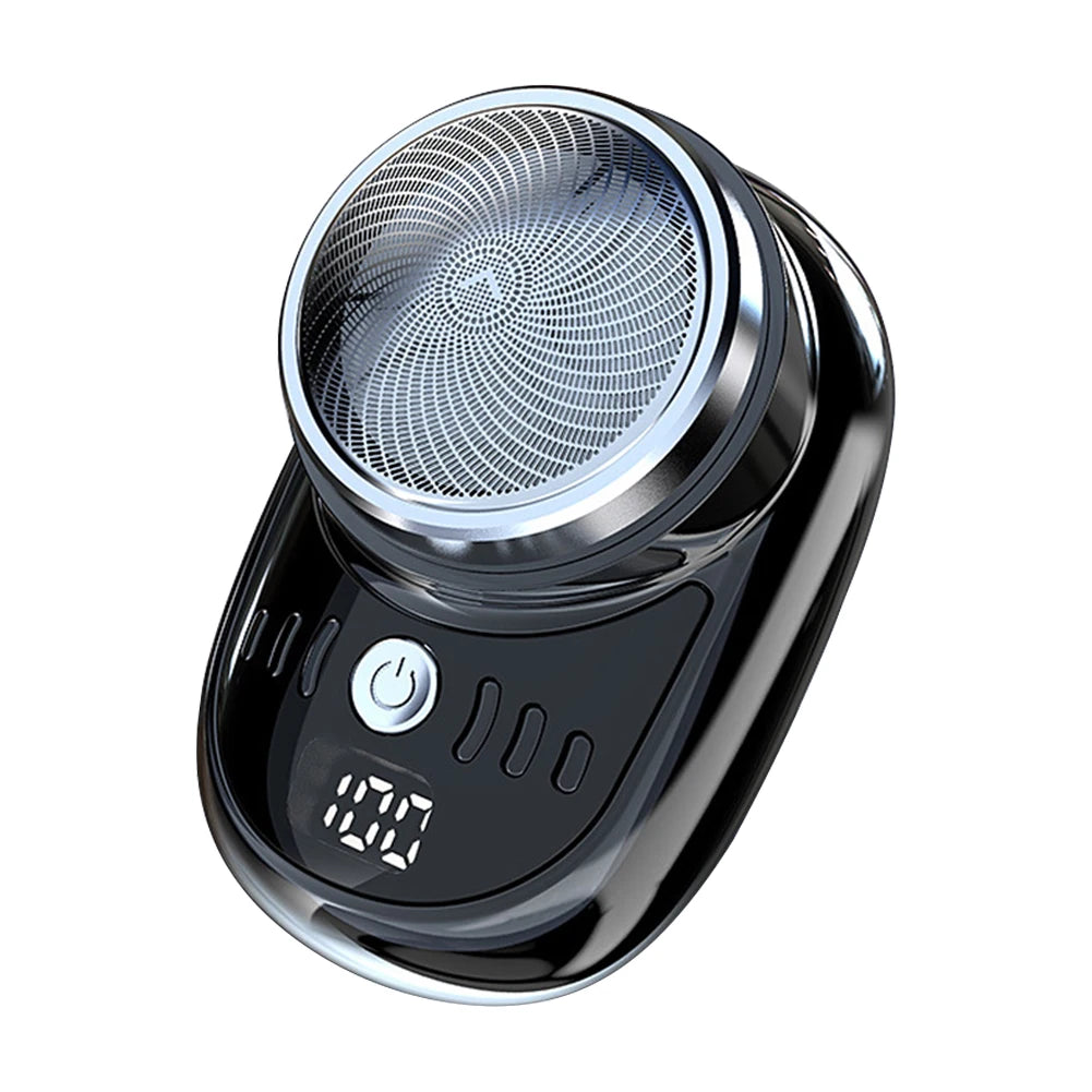Men Mini Electric Travel Shaver USB Charging Face Beard Trimmer with Digital Display Rechargeable Shaver Washable Car Home Razor