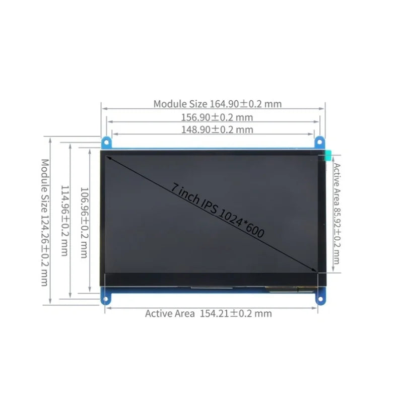 7 Inch Raspberry Pi 4/3/2/B/B+/A+ Monitor 1024x600 IPS 5-Points Capacitive Touchscreen Drive Free HDMI Display For Win 7/8/10 - Shoppiline