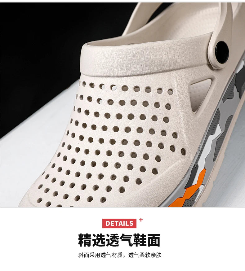 Men's summer casual hole shoes non slip lightweight breathable Two wearing men's sandals fashion comfort beach shoes slippers