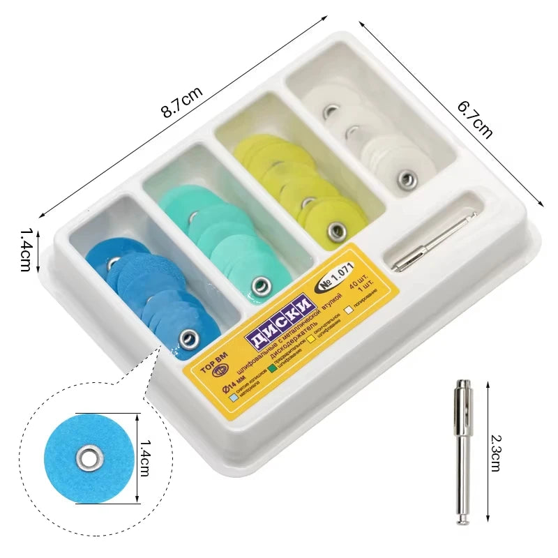 40Pcs/box Dental Polishing Discs Dental Composite Polishing Disc Gross Reduction Contouring Mandrel Stripes Set