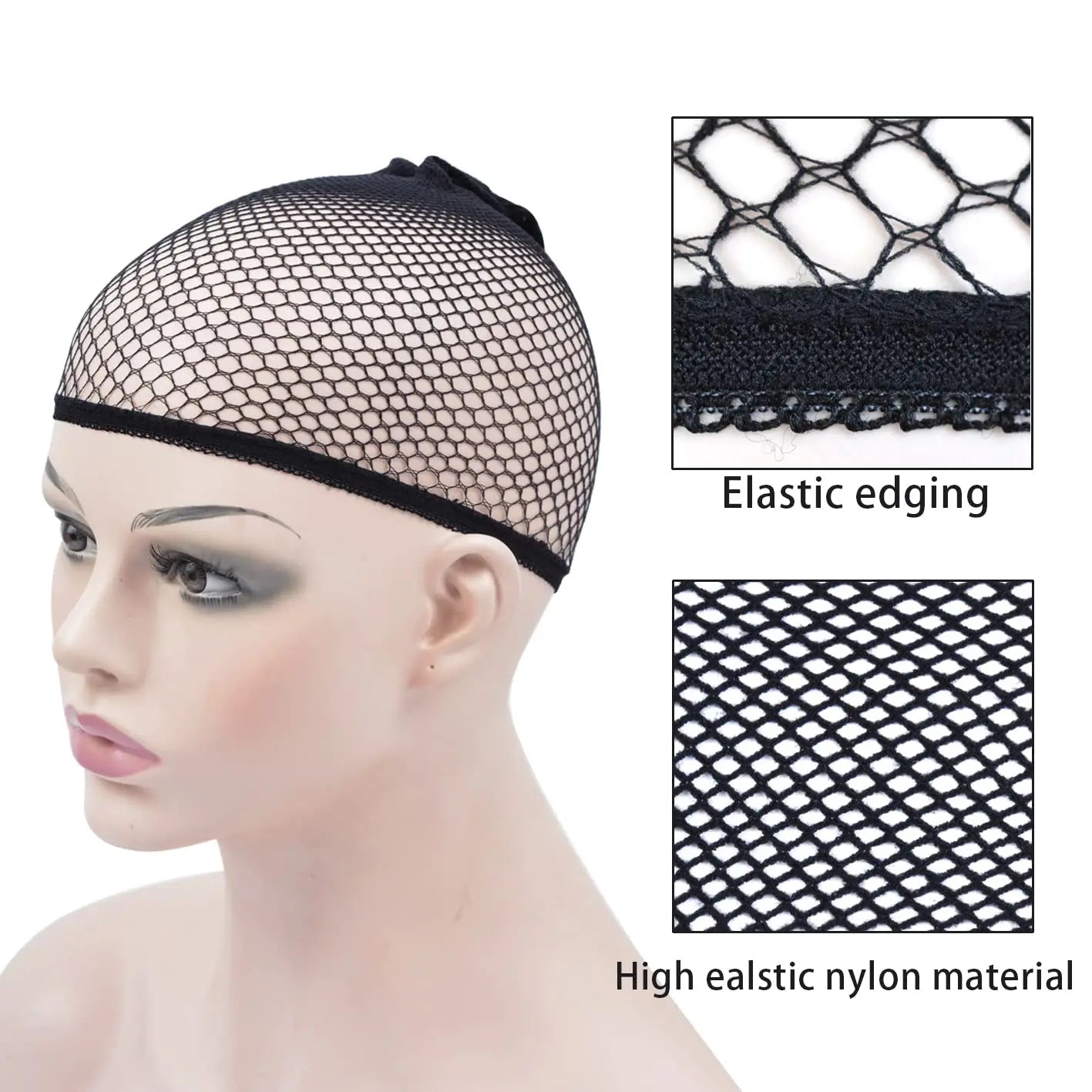 Nylon Hair Net New Stretchable Elastic Hairnets Fashion Mesh Weaving Wig Caps  for Wig Accessories