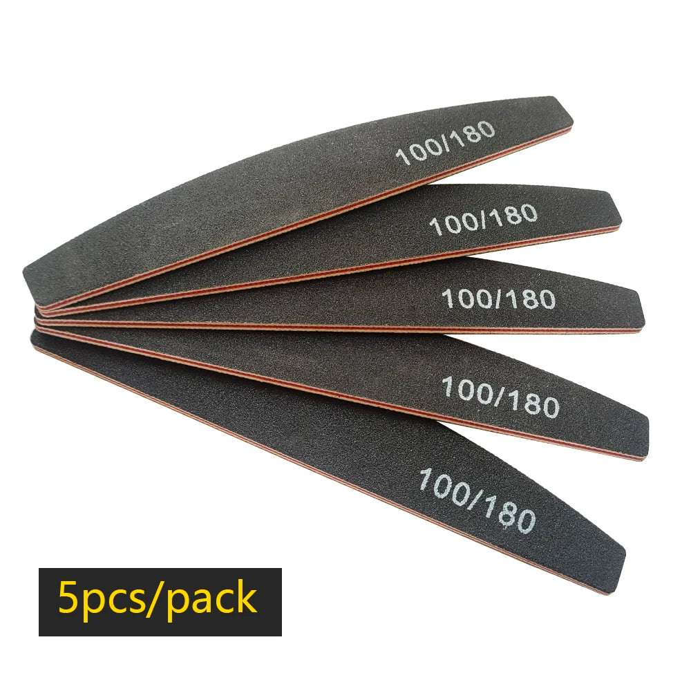 Nagelfeile Buffer 100/180 Körnung Halbmond Nagelfeilen Doppelseitiges Schmirgelpapier Nagel schleifen Gel Nagellack Maniküre-Werkzeug