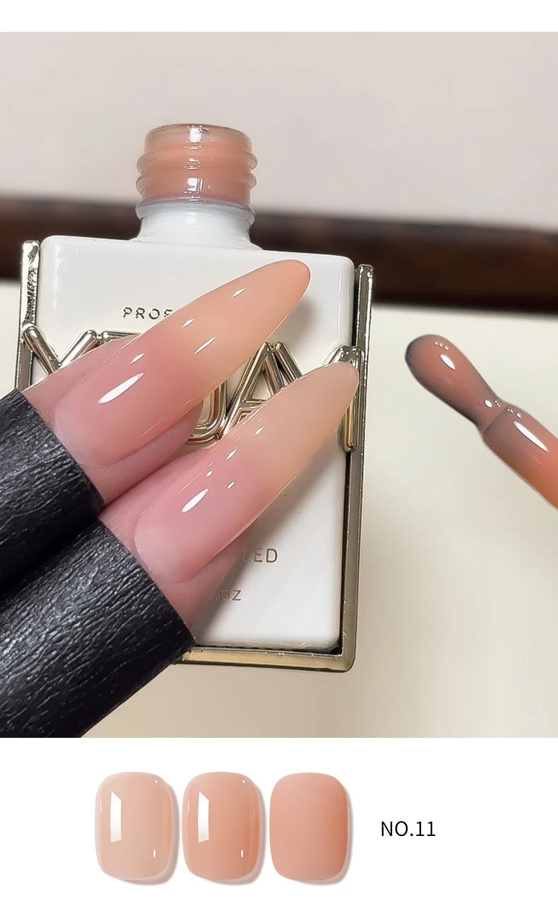 Lot de 1/6 vernis à ongles semi-permanents, 15 ml, effet gelée glacée, UV/LED – kit, sans formaldéhyde. Ovale, brillant. Idéal pour salon et DIY.