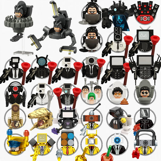 MOOXI Action Figures Parts Set MOC Bricks Skibidi Toilet Man DIY Building Block Education Toys For Children Figure Birthday Gift